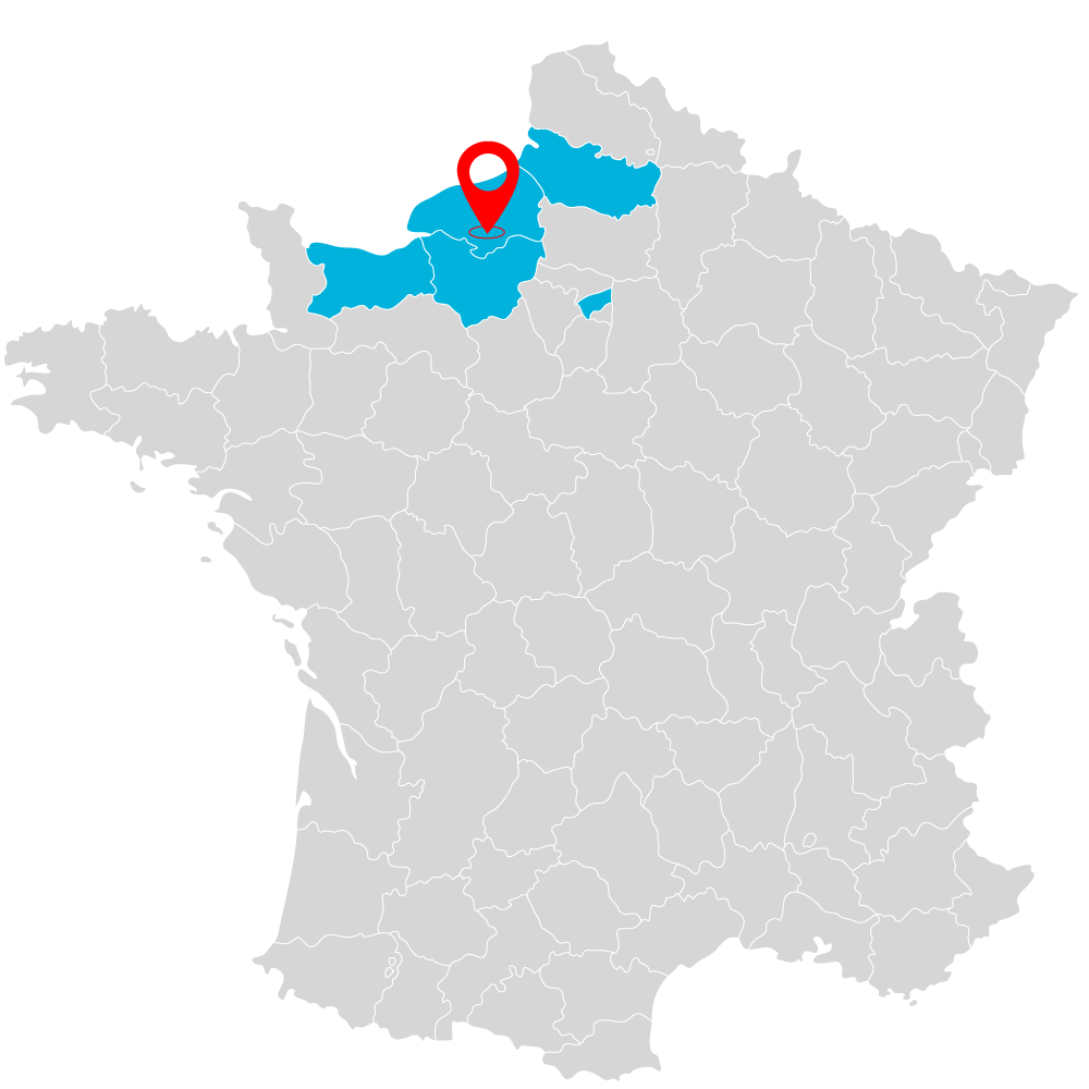 carte de France avec départements indiquants le périmètre d'activité